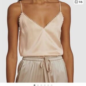 Cami NYC Mariana Satin with Pearl Trim Cami, NWT, Size Large
